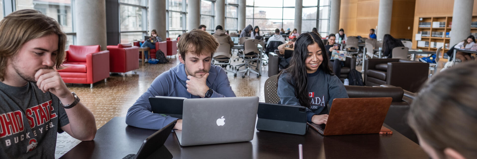 Students studying in Buckeye Reading Room at Ohio State